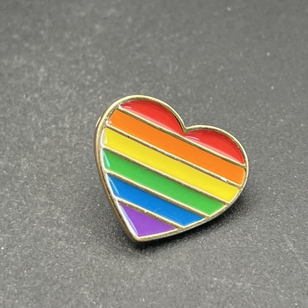 Rainbow‎ Pride Flag Heart Lapel Hat Pin